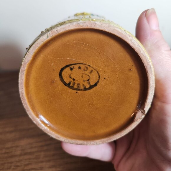 Vintage MCM Italian Bitossi style Hand-Painted Ceramic Mug With Floral & Geometr - Picture 4 of 9